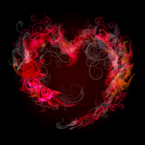 Flame heart pattern vector