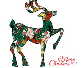 Flower combination christmas reindeer vector
