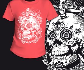 Flower skull t-shirt printing pattern design vector
