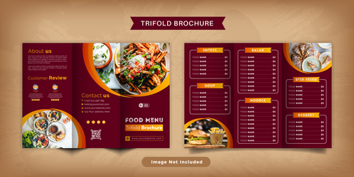 Food trifold brochure menu vector