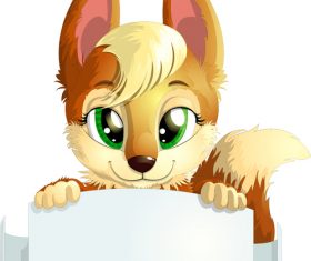 Fox vector holding white cardboard