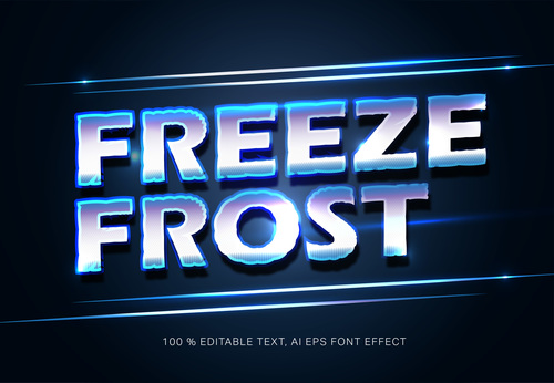 Freeze frost editable font effect text vector
