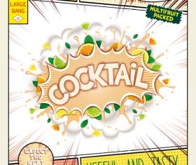 Fresh cocktail comic bang vector