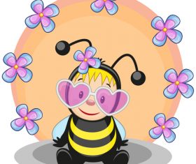 Funny bee cartoon vector