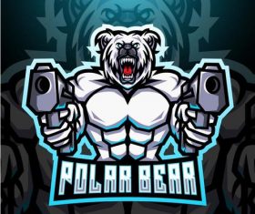 Furious polar bear esport mascot logo vector