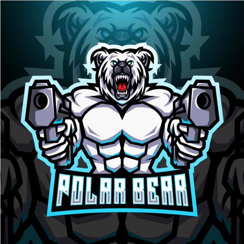 Furious polar bear esport mascot logo vector