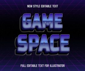 Game space text style effect vector