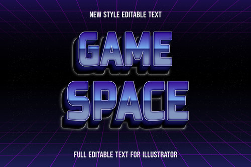 Game space text style effect vector