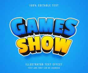 Games show 3d editable text vector
