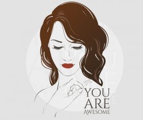 Gentle female portrait vector