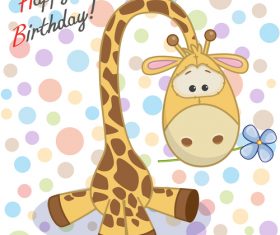 Giraffe cover birthday card vector