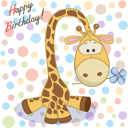 Giraffe cover birthday card vector