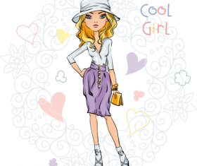 Girl cartoon vector wearing sunhat