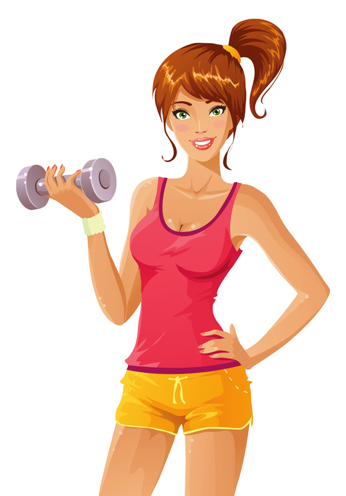 Fitness girl woman sport exercise character Vector Image