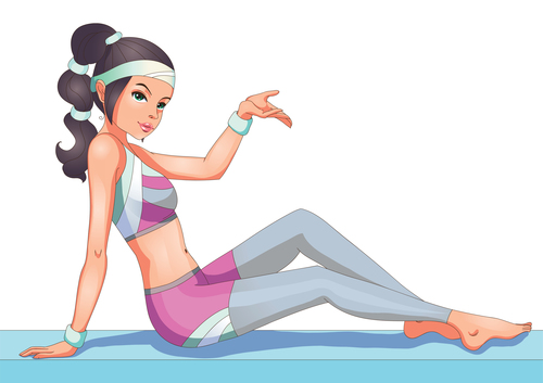 Girl in the gym doing fitness vector