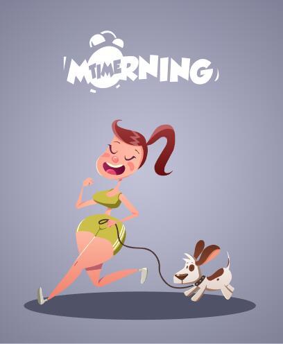 Girl morning exercise vector