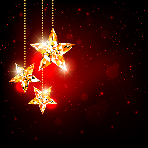 Glittering star christmas card vector