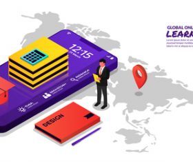 Global online learning concept illustration vector