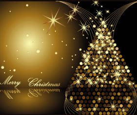 Golden abstract christmas tree vector