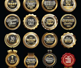 Golden sale badges sticker vector