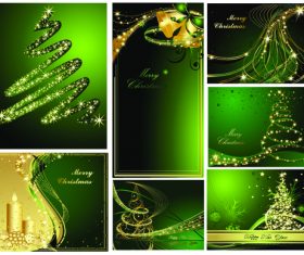 Green Christmas card cover design vector
