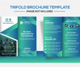 Green trifold business brochure design vector