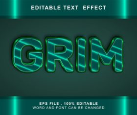 Grim 3d editable text style effect vector