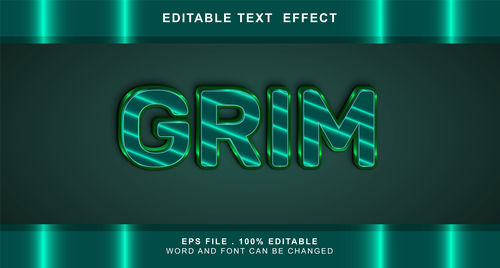 Grim 3d editable text style effect vector