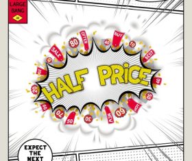 Half price comic bang vector