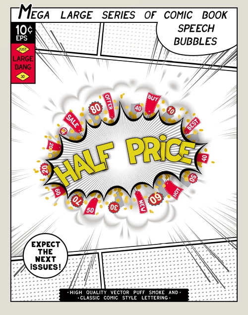 Half price comic bang vector