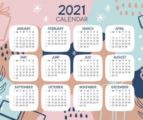 Hand drawn new year 2021 calendar vector free download