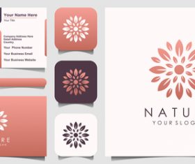 Hand drawn flower business card logo vector