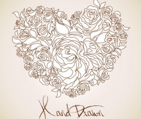 Hand drawn heart pattern vector