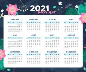 Hand drawn new year 2021 calendar vector