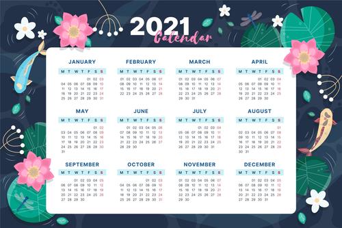 Hand drawn new year 2021 calendar vector