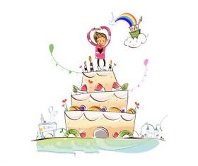 Happy birthday hand drawn illustration vector