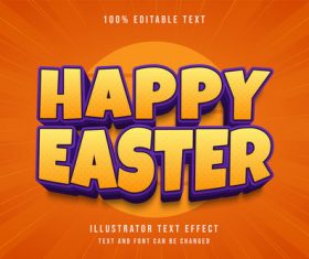 Happy easter 3d editable text vector