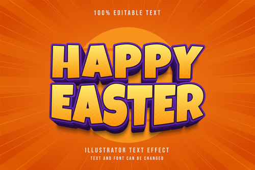 Happy easter 3d editable text vector