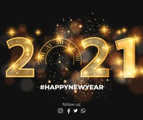 Happy new year realistic golden 2021 vector
