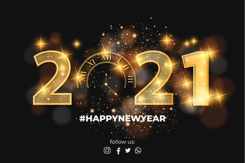 Happy new year realistic golden 2021 vector