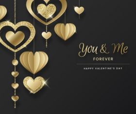 Heart of gold Valentine's Day greeting card vector