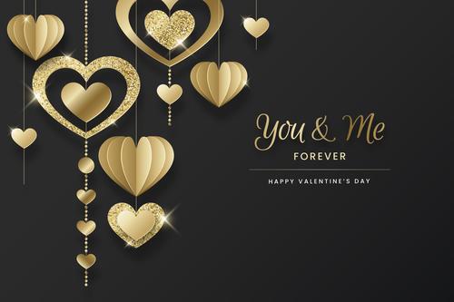 Heart of gold Valentine's Day greeting card vector