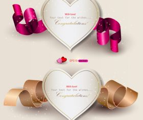 Heart shaped holiday labels stickers and ribbon vector