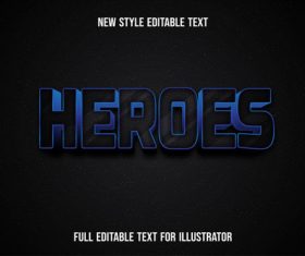Heroes text style effect vector