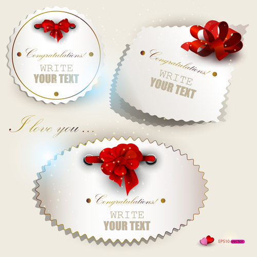 Holiday label sticker vector with bow