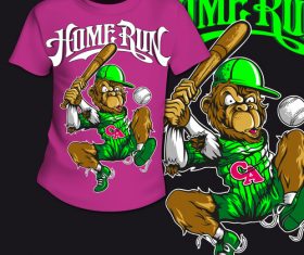 Home run t-shirt printing pattern design vector
