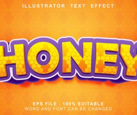 Honey editable font effect text vector