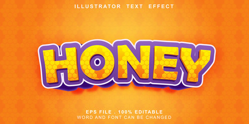 Honey editable font effect text vector
