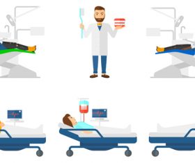 Hospitalized patient and dentist vector