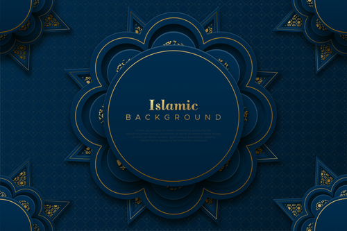 Islamic decorative style blue background vector